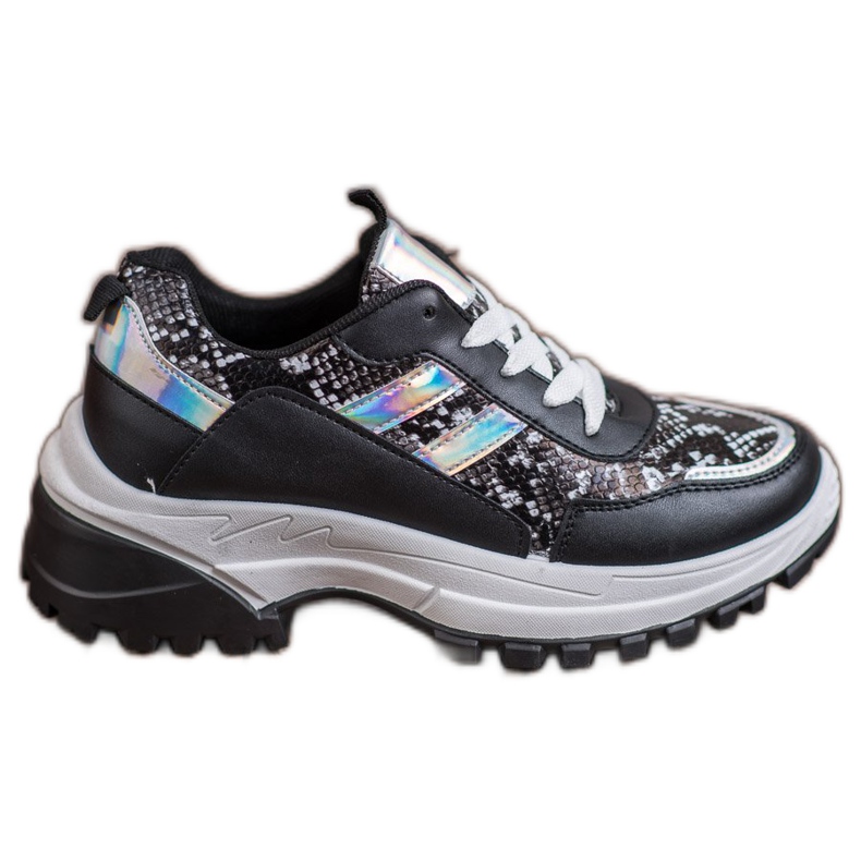 SHELOVET Černé tenisky s potiskem hada černá