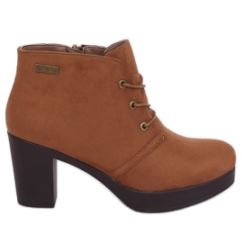 Boty na vysokém podpatku 8B883 Khaki hnědá hnědý