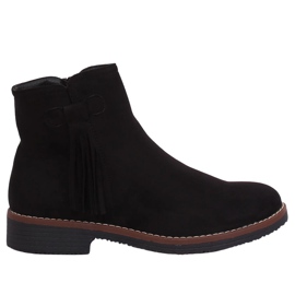 Černé kozačky Jodhpur s třásněmi 8B907 Black černý