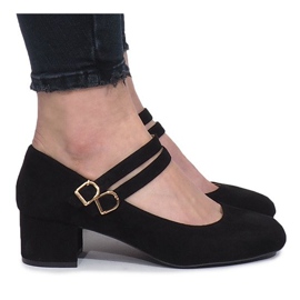 Černé lodičky na sloupku Tamara černý