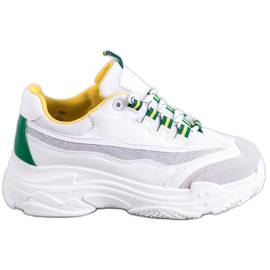 SHELOVET Bílé tenisky s třpytkami bílý