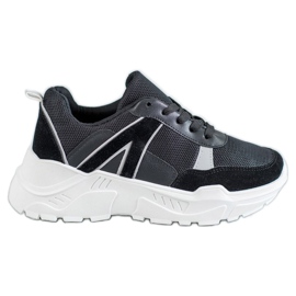 SHELOVET Svázaná obuv na platformě černý