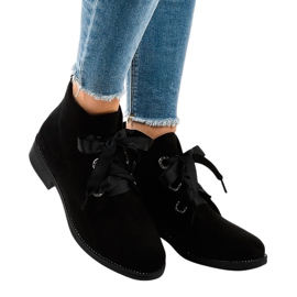 Černé semišové šněrovací boty K123 černá Černé semišové šněrovací boty K123 černá