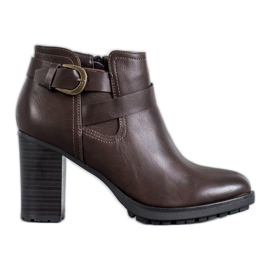 Super Mode Stylové kozačky na sloupek hnědý