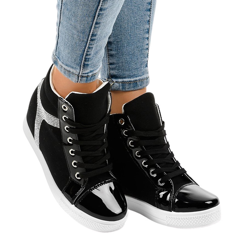 Černé klínové tenisky s flitry AN2959 černá