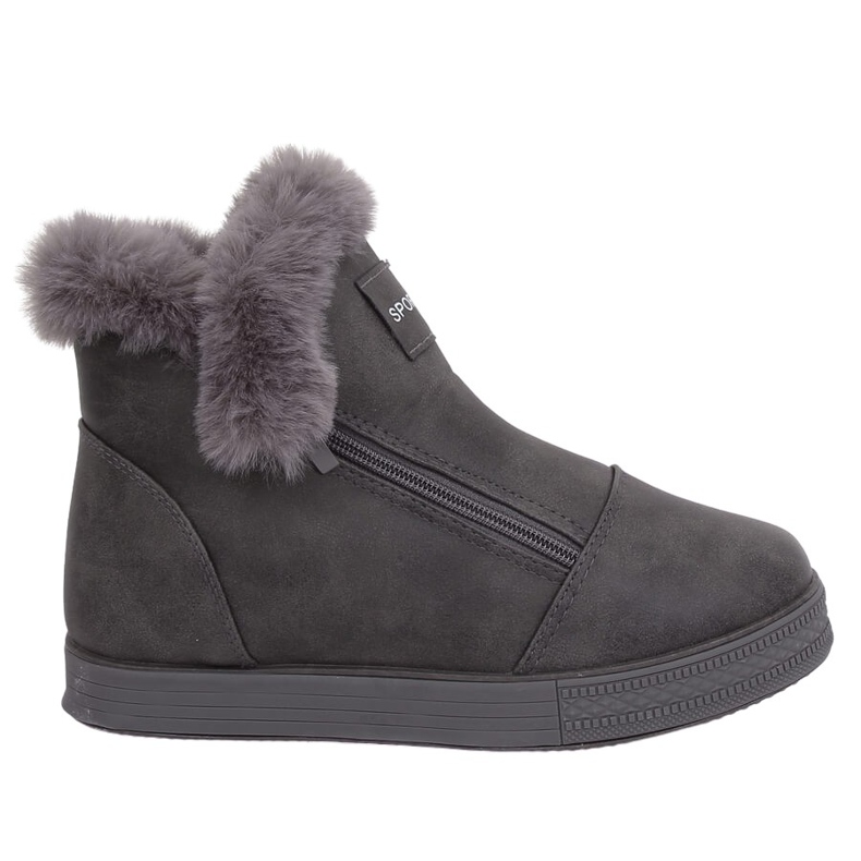 Šedé kotníkové tenisky s kožešinou W19-29 Grey šedá
