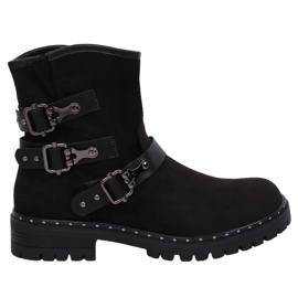 Černé dámské ploché černé kozačky BH5502 Black černý