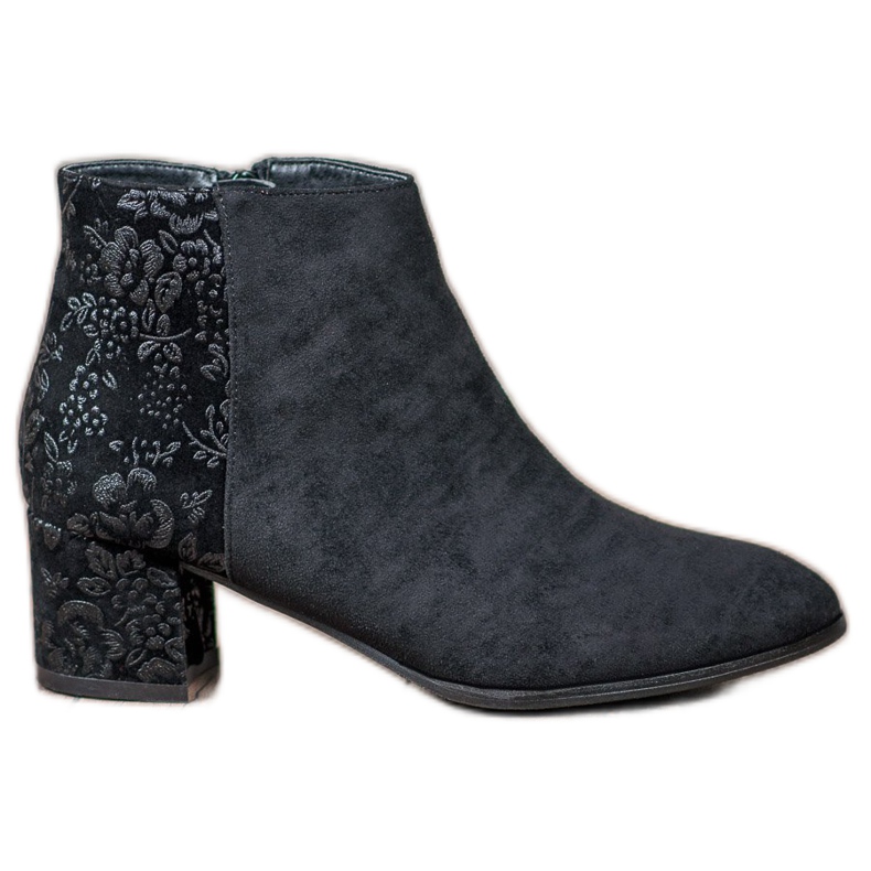 Filippo Semišové kozačky s květinami černá