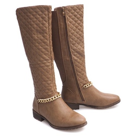 Prošívané teplé boty 16072 Khaki vícebarevný zelená