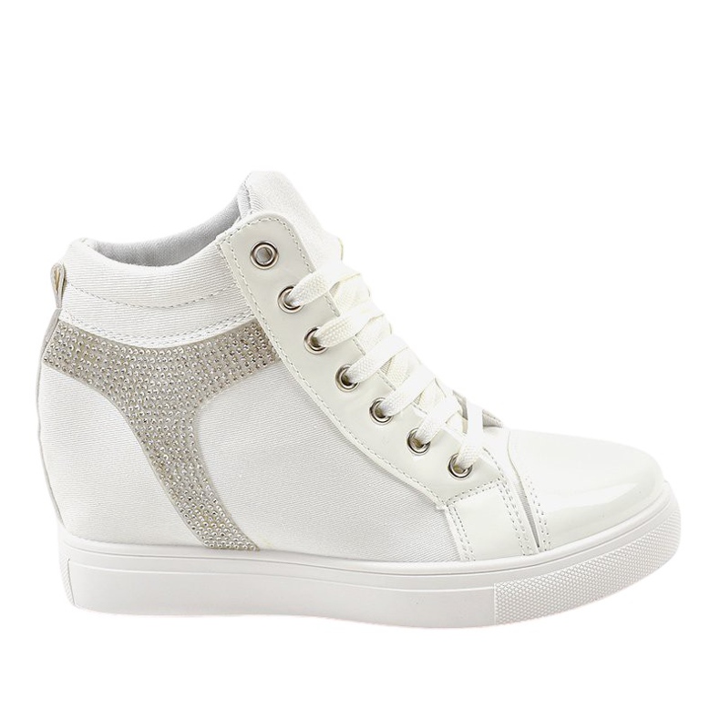 Bílé klínové tenisky s flitry AN2959 bílý