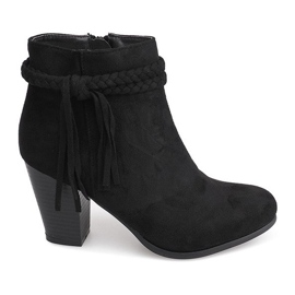Semišové kozačky na tyči Fringes B324 Black černý