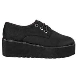 SHELOVET Semišové boty na platformě černá