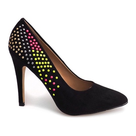 Semišové vysoké podpatky U415-1 Černá černý