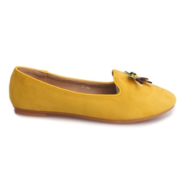 Semišové balerínky s vlasovou linkou 9988 Yellow žluť