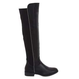 Jezdecké boty s pružným svrškem černé 17005A-128 Black černý
