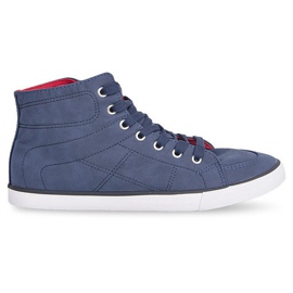 Vysoké ležérní tenisky 033 Navy Blue námořnická modř