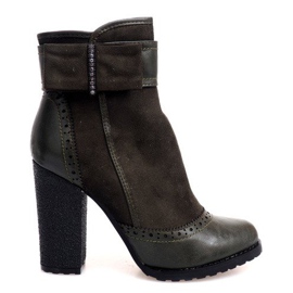 Elegantní boty se sponou na sloupku 1741 Khaki zelený