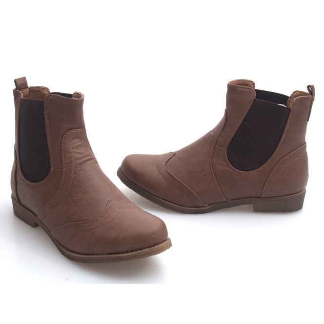 Elegantní kozačky s gumičkou Q314CAMEL hnědý