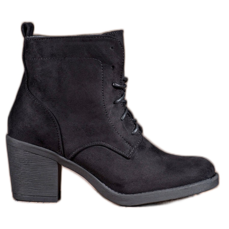 Nio Nio Pohodlné kozačky na vysokém podpatku černá