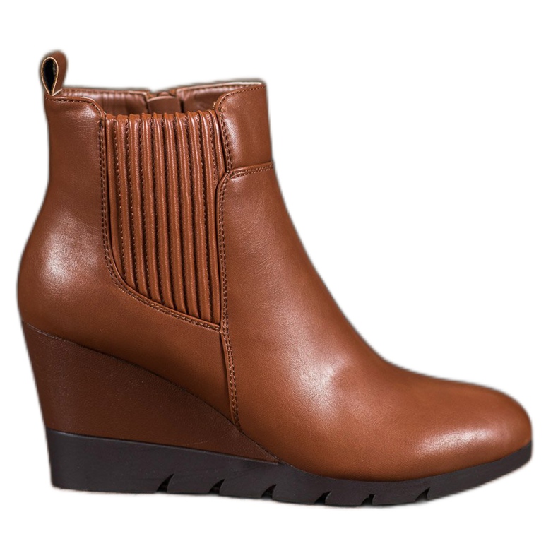 SHELOVET Boty na klínku hnědý SHELOVET Boty na klínku hnědý
