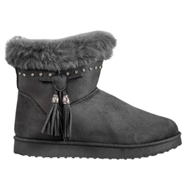 SHELOVET Mukluki s krystaly šedá