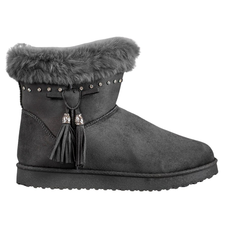 SHELOVET Mukluki s krystaly šedá