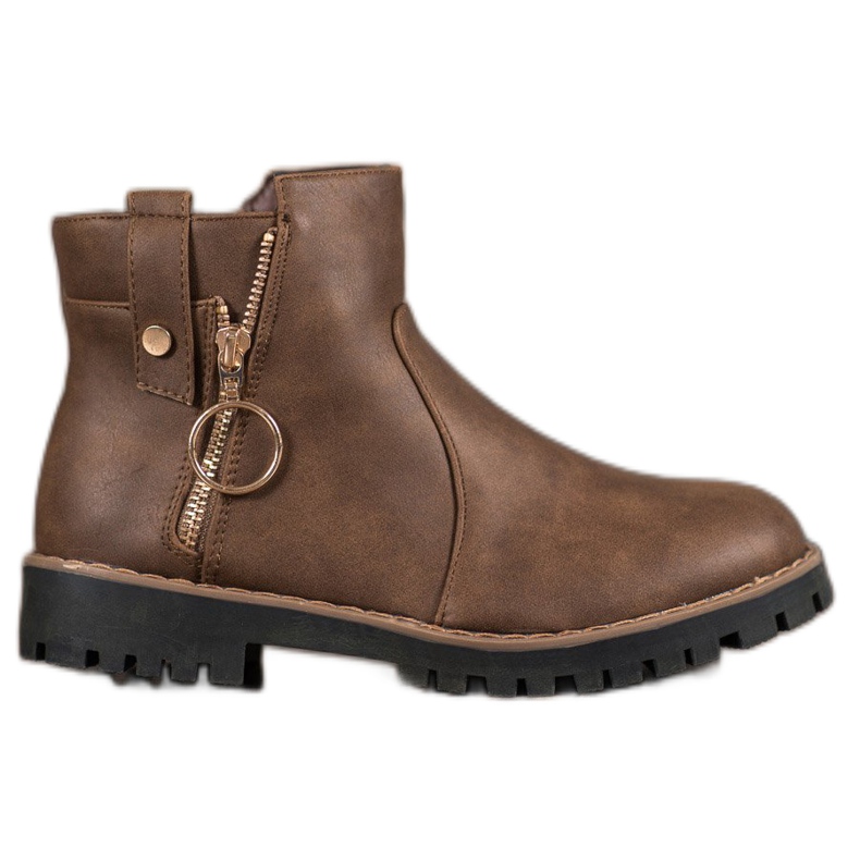 Jumex Boty s ozdobným zipem hnědý