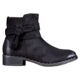 S. BARSKI Semišové botičky s mašlí černý