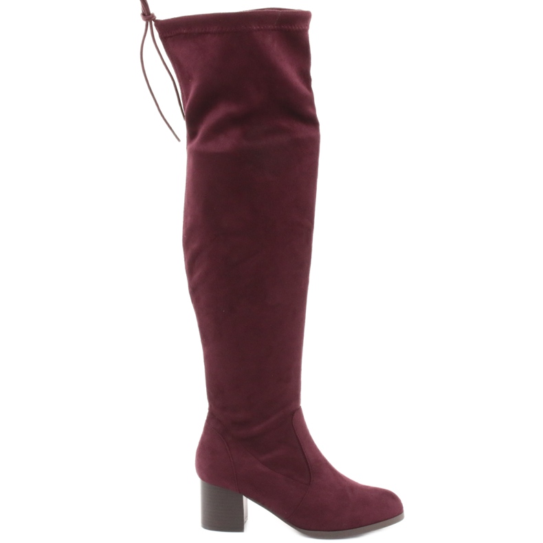 M.Daszyński Semišové kozačky nad kolena červené