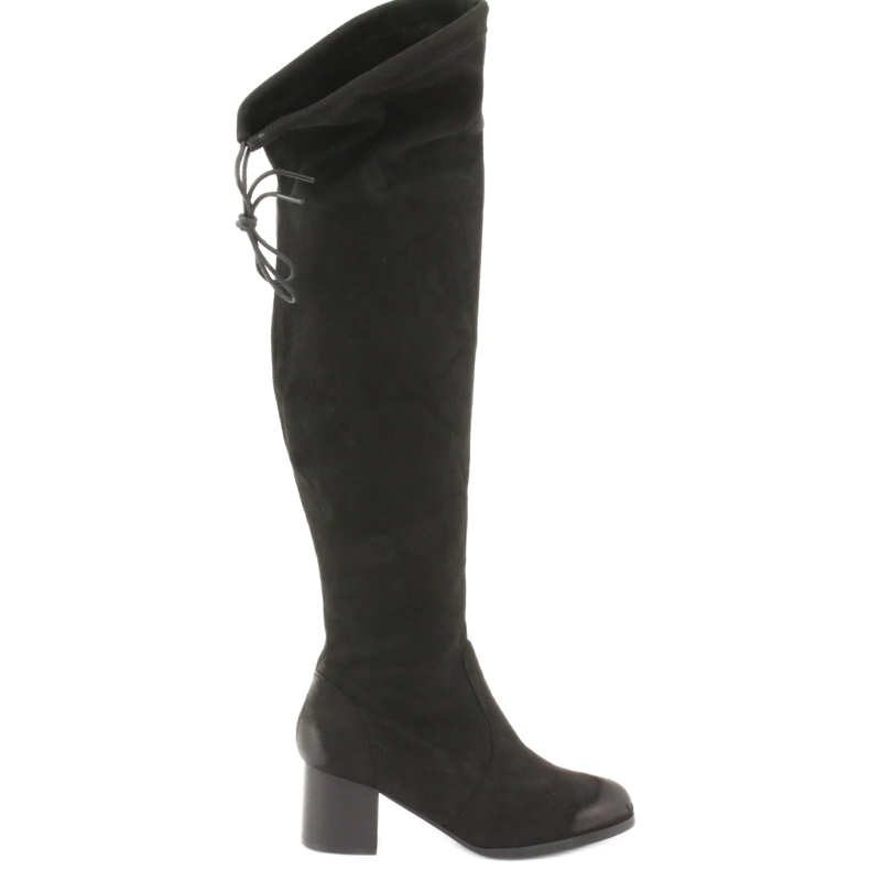 M.Daszyński Černé semišové kozačky nad kolena 1715 černá