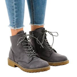 Šedé semišové šněrovací boty HJ99-103 šedá Šedé semišové šněrovací boty HJ99-103 šedá