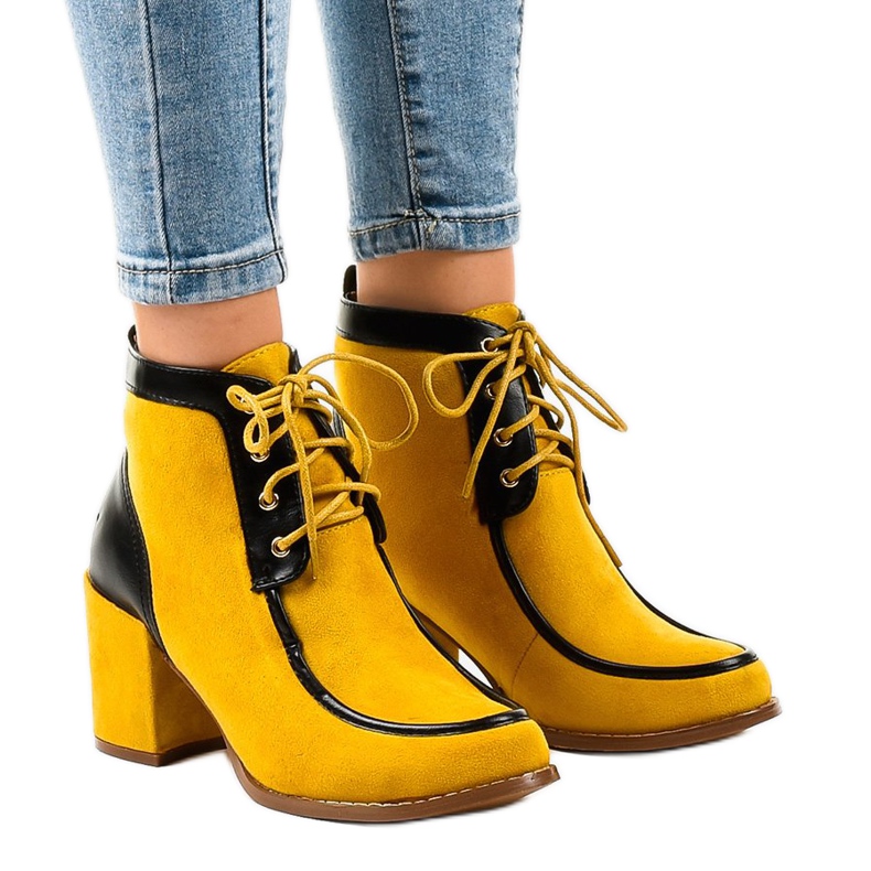 Velbloudí semišové kotníkové boty na sloupku HF-296 hnědý vícebarevný Velbloudí semišové kotníkové boty na sloupku HF-296 hnědý vícebarevný