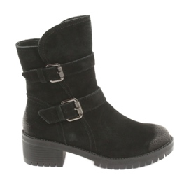 M.Daszyński Černé semišové kožené boty Daszyński 161 černý