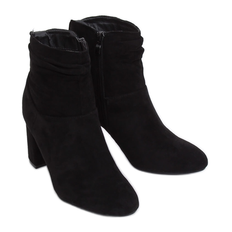 Klasické černé kozačky na vysokém podpatku 9018-7 Black černá