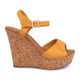 Sandály na klínku Cork 5H5654 Yellow žluť