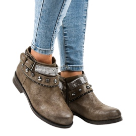 Hnědé kozačky zdobené zipem LL178 hnědý Hnědé kozačky zdobené zipem LL178 hnědý