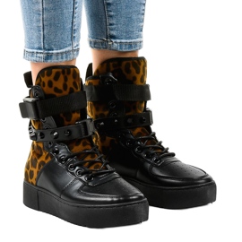 Černé ploché tenisky Y-205 černá vícebarevný