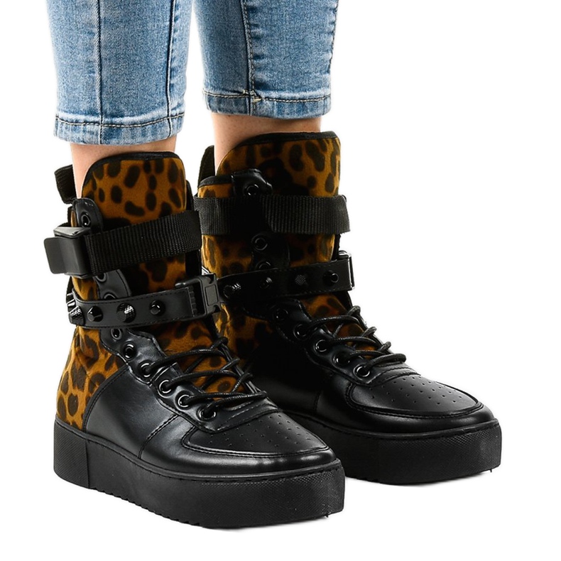 Černé ploché tenisky Y-205 černá vícebarevný