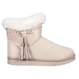 SHELOVET Mukluki s krystaly hnědý