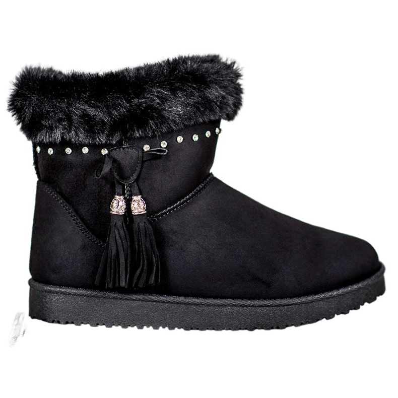 SHELOVET Mukluki s krystaly černá