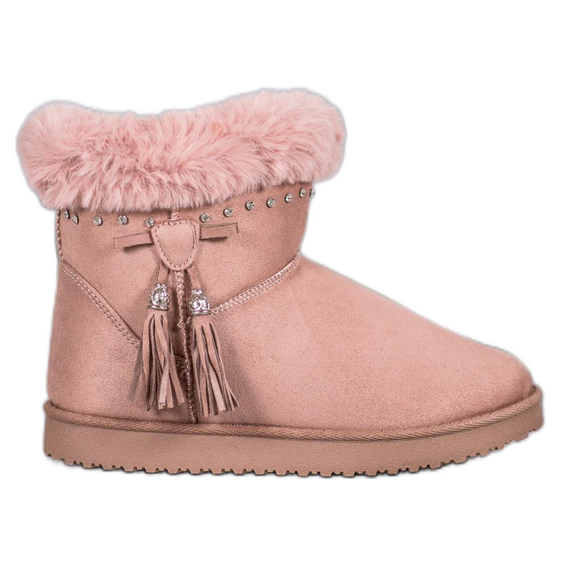 SHELOVET Mukluki s krystaly růžový