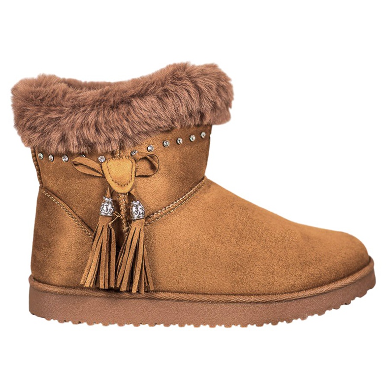 SHELOVET Mukluki s krystaly hnědý