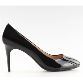 Černé černé kožené čerpadlo L7073 Black II černý