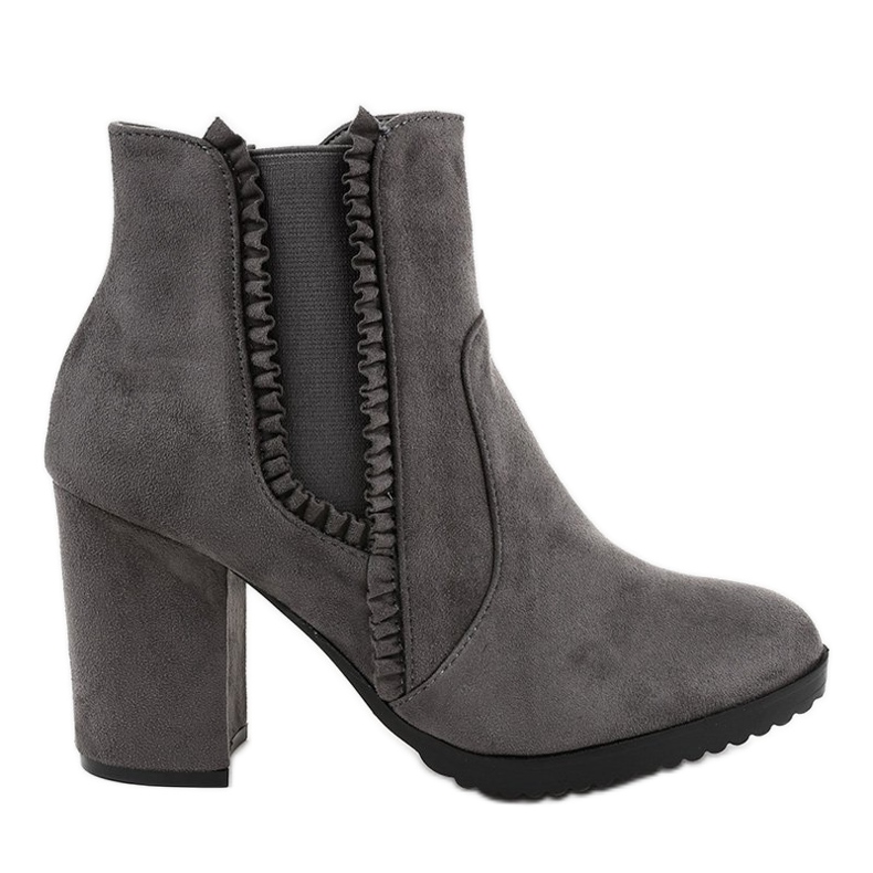 Šedé semišové boty na sloupku A-762 šedá