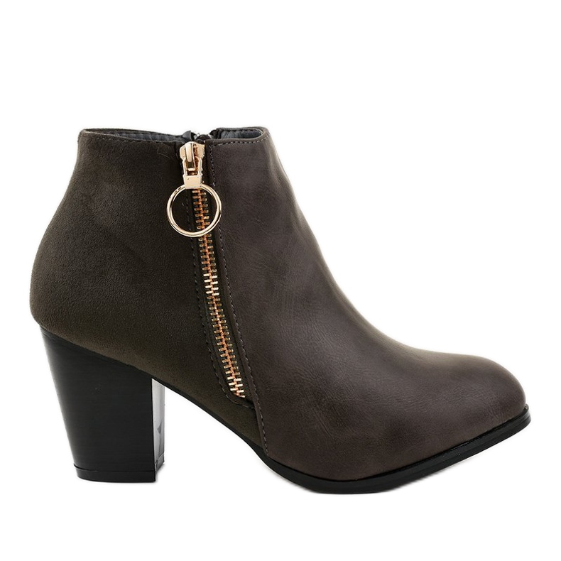 Šedé kotníkové boty se zipem A166-1 šedá