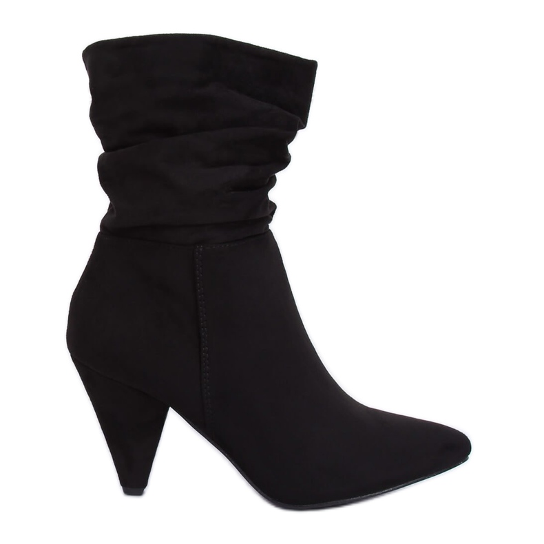 Černé kozačky na vysokém podpatku F027 Black černá Černé kozačky na vysokém podpatku F027 Black černá