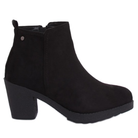 Černé kozačky na širokém podpatku YL96044 Black černý