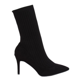 Boty s ponožkovým svrškem černé T5033 Black černá