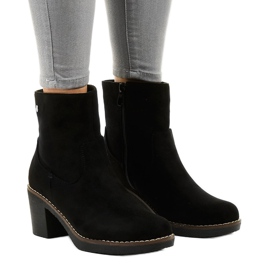 Černé semišové vysoké podpatky 8B852 černá Černé semišové vysoké podpatky 8B852 černá