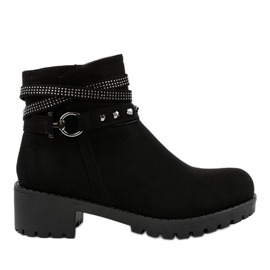 Černé semišové vysoké podpatky L3058-29 černá